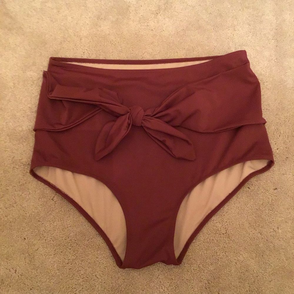 Kortni Jeane Burgundy High Waisted Bikini Bottom
